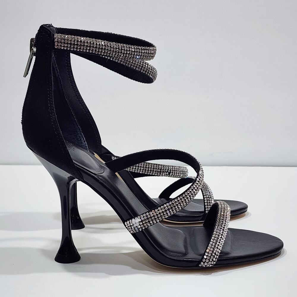 Marc Fisher Carita Ankle Strap Heled Sandals Rhinestone Detail Black Size 6.5 - Picture 5 of 11